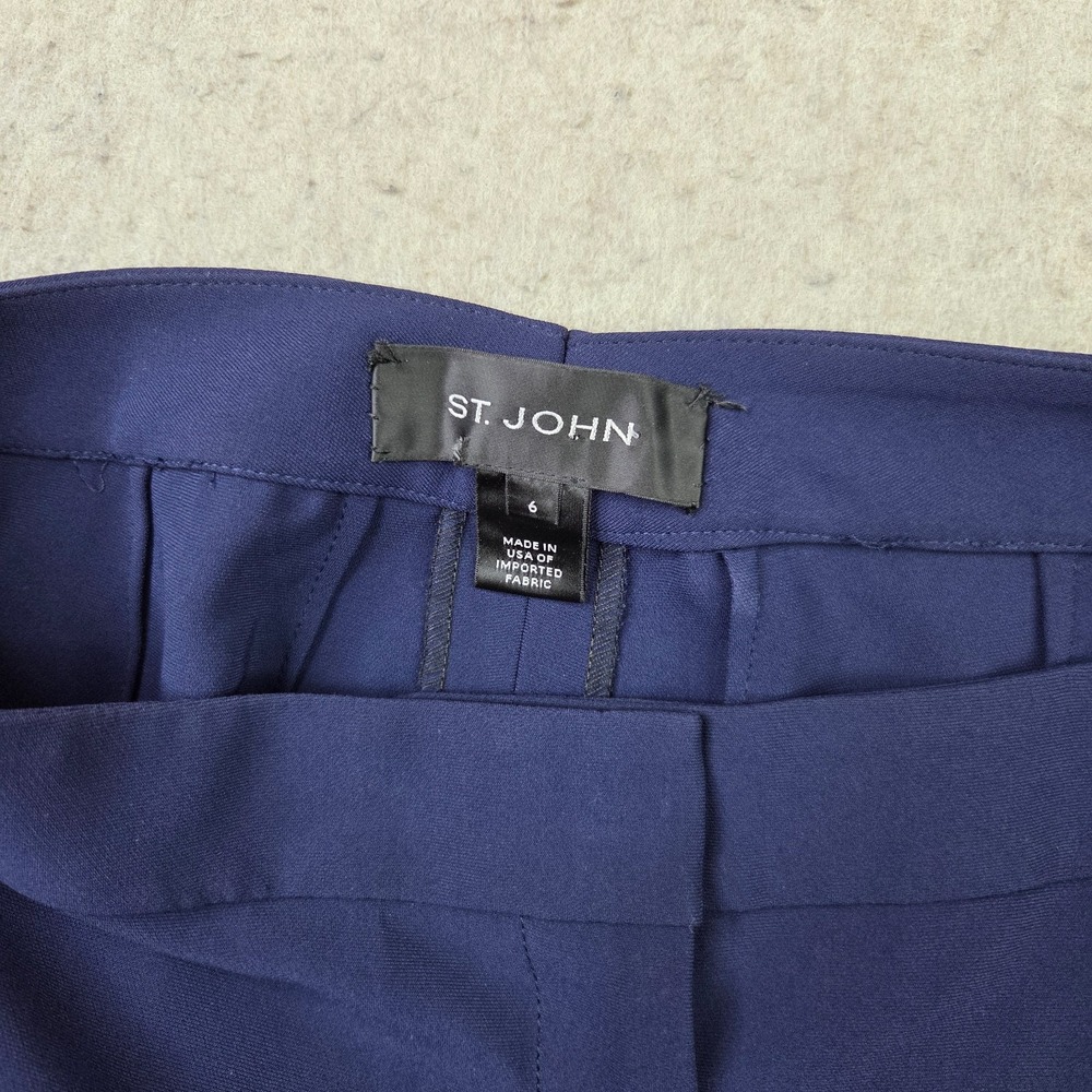 St. John Pants Womens 6 Blue Business Stretch Lightweight Wide Leg Made in USA - Picture 3 of 10
